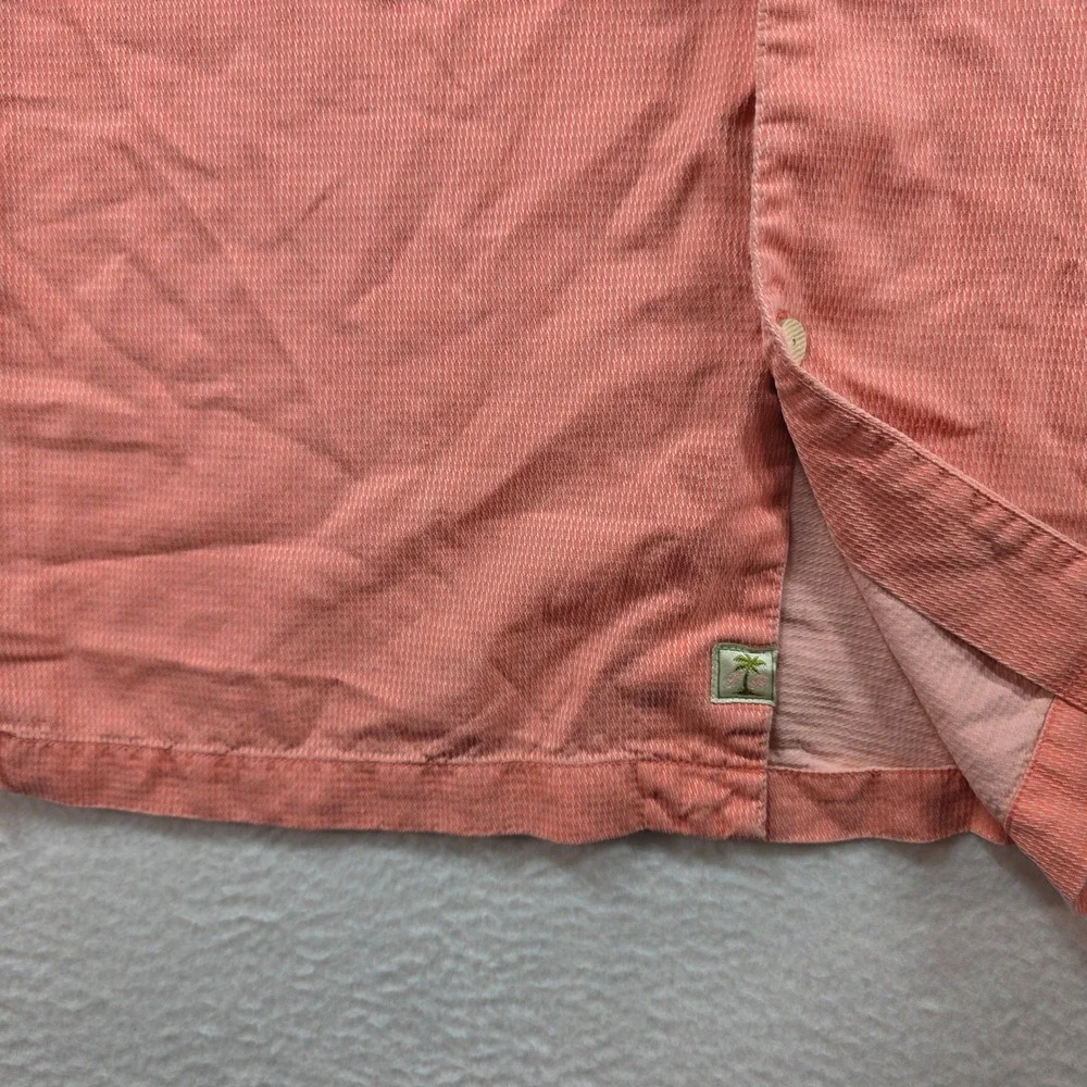 Tommy Bahama Mens M Coral Pink 100% Silk‎ Short Sleeve Camp Shirt 163-T311915